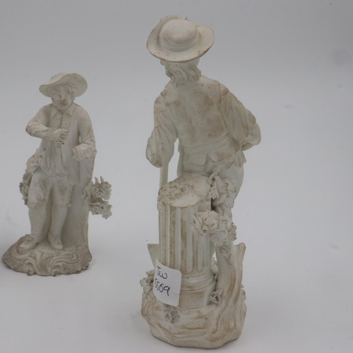 183 - Group of four late 18th century Derby bisque porcelain figures, largest H: 17 cm. Not available for ... 