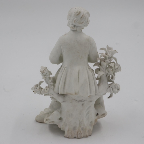 183 - Group of four late 18th century Derby bisque porcelain figures, largest H: 17 cm. Not available for ... 