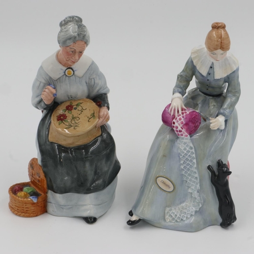 195 - Royal Doulton character figure Embroidering HN2855 with Royal Doulton Dorothy HN3098 (2). UK P&P Gro... 