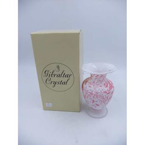 302 - Boxed Gibraltar crystal vase, H: 20.5cm. Not available for in-house P&P