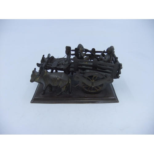 317 - Bronzed Oriental ox and cart. H: 7cm. UK P&P Group 1 (£16+VAT for the first lot and £2+VAT for subse... 