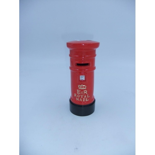 319 - Small cast red money box, post box. H: 19.5cm. UK P&P Group 2 (£20+VAT for the first lot and £4+VAT ... 