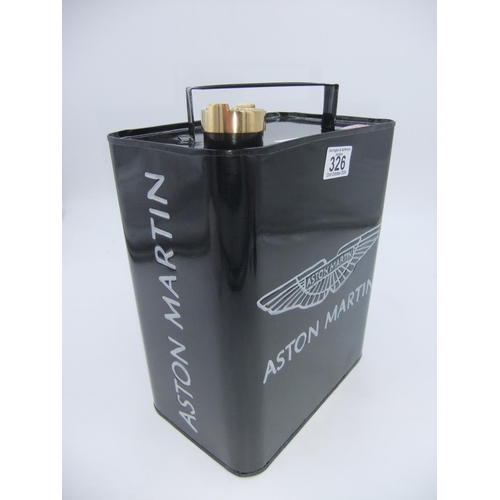 326 - Black Aston Martin petrol can. H: 34cm. UK P&P Group 3 (£30+VAT for the first lot and £8+VAT for sub... 