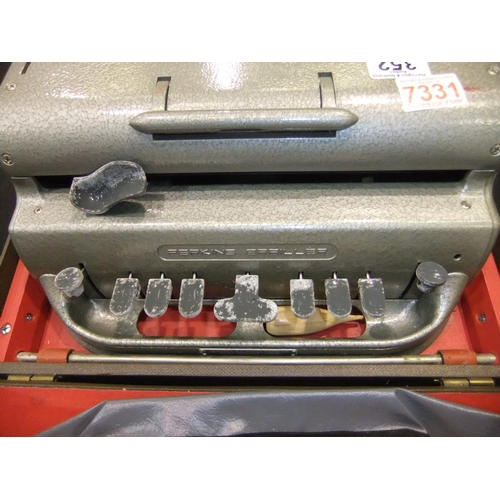 352 - Cased Perkins braille machine. Not available for in-house P&P