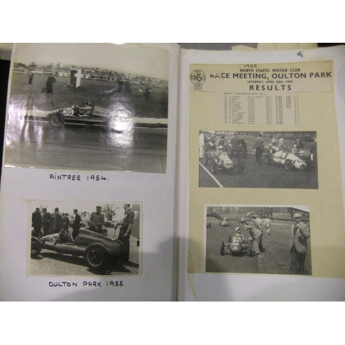 362 - Motor racing interest, three binders of photographs from race meetings, mostly 1950's, one with pres... 