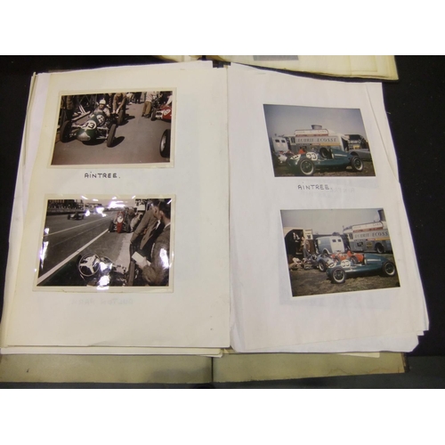 362 - Motor racing interest, three binders of photographs from race meetings, mostly 1950's, one with pres... 