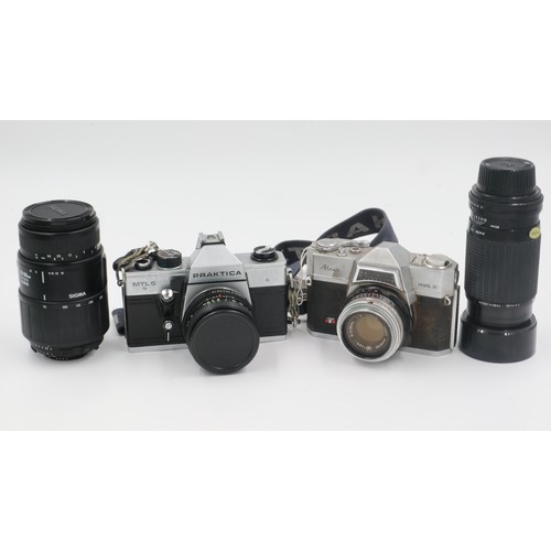 167 - Praktica MTLS camera, Aines Penta 35 vintage camera, with two Sigma lenses. UK P&P Group 2 (£20+VAT ... 