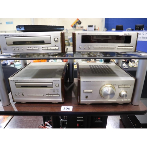 396 - Technics stacking Hi-fi system, with speakers, tuner, amplifier, CD and cassette deck and stand. All... 