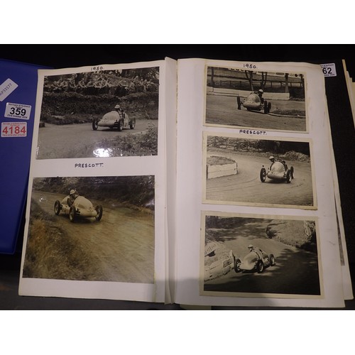 362 - Motor racing interest, three binders of photographs from race meetings, mostly 1950's, one with pres... 