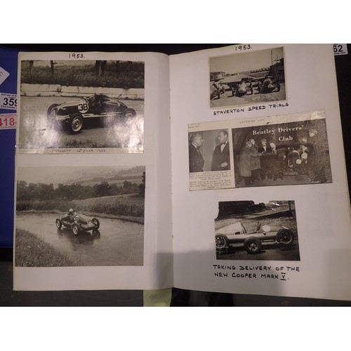 362 - Motor racing interest, three binders of photographs from race meetings, mostly 1950's, one with pres... 