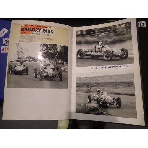 362 - Motor racing interest, three binders of photographs from race meetings, mostly 1950's, one with pres... 