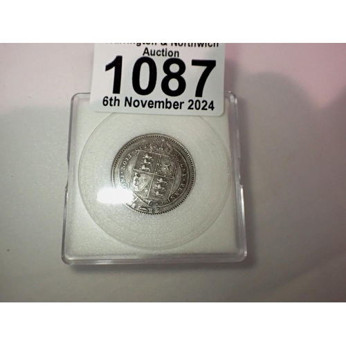 1087 - 1887 - silver one shilling of queen Victoria. UK P&P Group 0 (£6+VAT for the first lot and £1+VAT fo... 