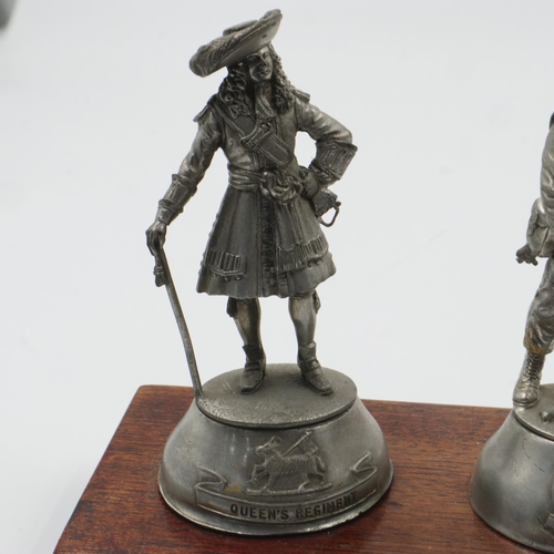 2122 - Set of pewter soldiers, mounted on wooden bases, with 1984 inscription. UK P&P Group 2 (£20+VAT for ... 