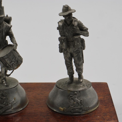 2122 - Set of pewter soldiers, mounted on wooden bases, with 1984 inscription. UK P&P Group 2 (£20+VAT for ... 