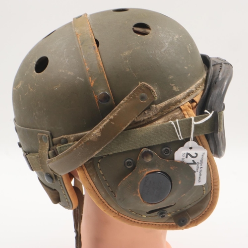 2144 - Rare WWII US M1938 Tank Helmet. Made by Rawlings who made and still make Baseball gloves and helmets... 