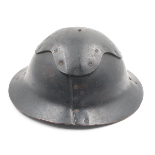 2154 - WWII British Homefront “Cromwell” leather helmet with chinstrap and liner. UK P&P Group 2 (£20+VAT f... 