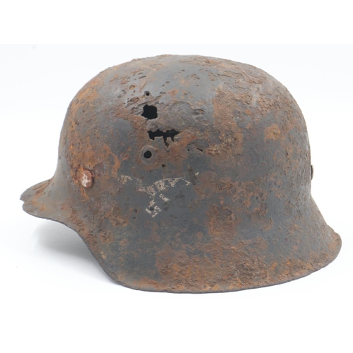 2157 - WWII German Luftwaffe M42 Helmet, found near Bayeux, Normandy France. UK P&P Group 2 (£20+VAT for th... 