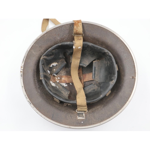 2163 - British WWII Home Front Civil Defence Rescue helmet, with liner and chin strap. UK P&P Group 2 (£20+... 