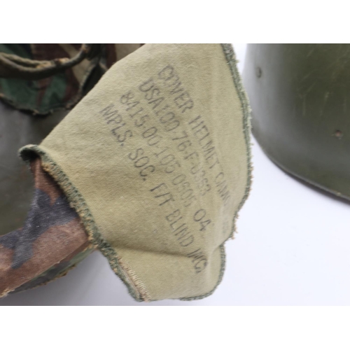 2165 - US MI helmet, with liner and woodland camouflage cover. UK P&P Group 2 (£20+VAT for the first lot an... 