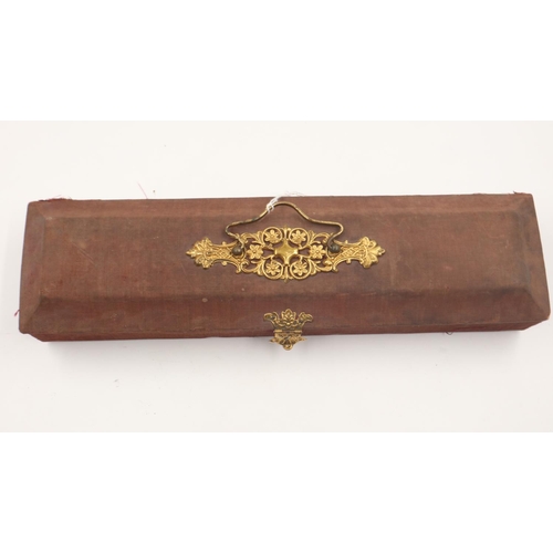 2177 - Presentation Commando Dagger in ornate fitted box, gold plated grip and steel blade. Not available f... 