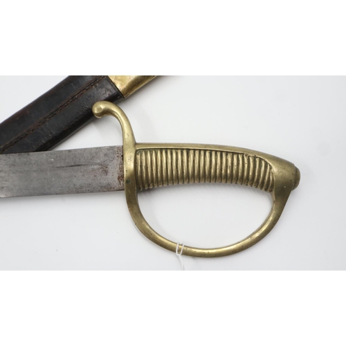 2178 - Probably Prussian Infantry X1 Sabre-Briquet sabre, with scabbard. No condition issues noted, wear an... 