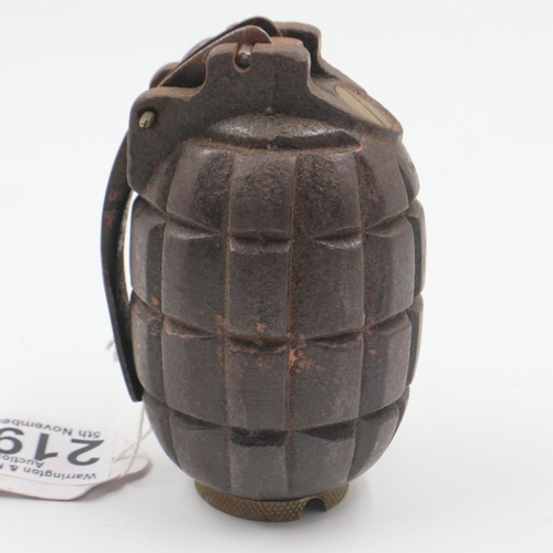 2193 - INERT WWI No 5 Mills Hand Grenade Dated Feb 1916. Maker Vickers Patents Ltd London, in good conditio... 