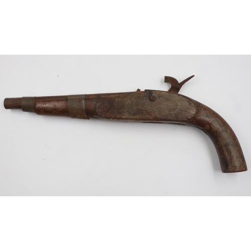 2201 - A 19th century percussion hammer-action pistol. UK P&P Group 2 (£20+VAT for the first lot and £4+VAT... 