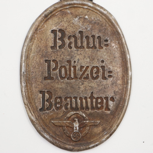 2206 - Third Reich Railway Police Official ID Fob. UK P&P Group 1 (£16+VAT for the first lot and £2+VAT for... 