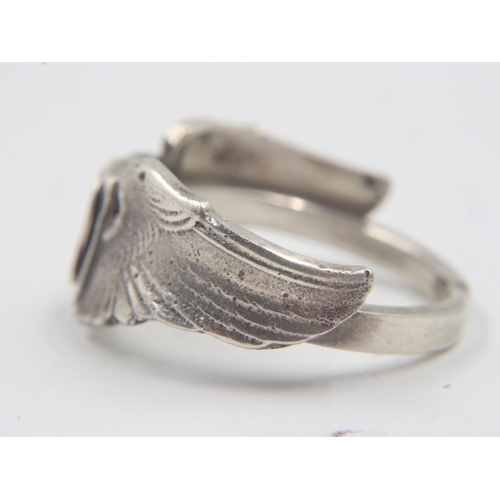 2207 - WWII US Theatre Made (South Pacific) Silver 9th Airforce Pilots Ring. UK Size “W” US Size 11.5. UK P... 