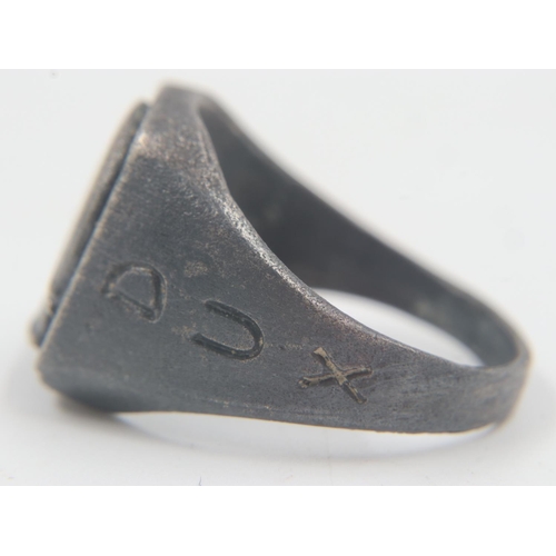 2209 - WWII Silver Italian Fascists Mussolini Supporters Ring. US Size “U” US Size 10. UK P&P Group 1 (£16+... 