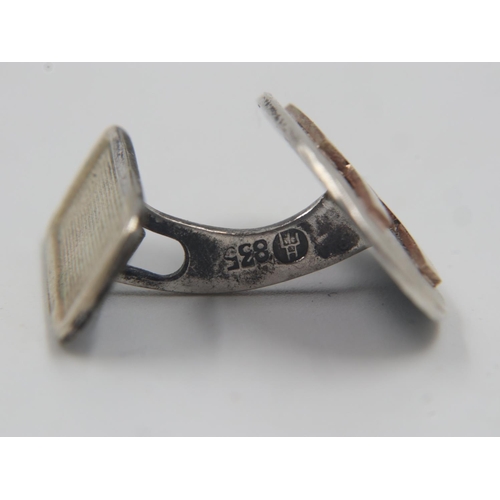 2211 - Third Reich period German .835 Silver cufflinks with Gold SS Runes, gold has tested as higher than 1... 