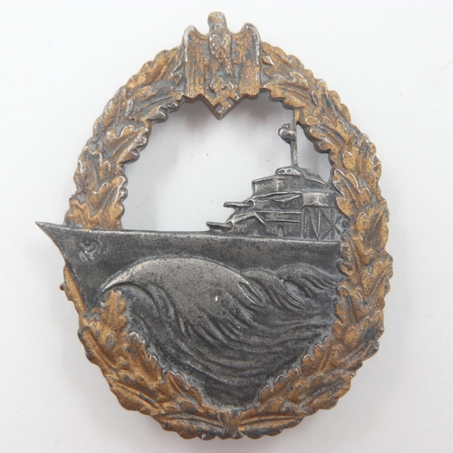 2244 - WWII German Kriegsmarine Destroyer Badge. Maker: S.H.U Co. UK P&P Group 1 (£16+VAT for the first lot... 