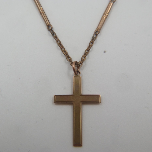 12 - 9ct gold cross pendant on a 9ct gold neck chain, 3.7g. UK P&P Group 0 (£6+VAT for the first lot and ... 