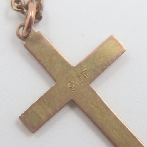 12 - 9ct gold cross pendant on a 9ct gold neck chain, 3.7g. UK P&P Group 0 (£6+VAT for the first lot and ... 