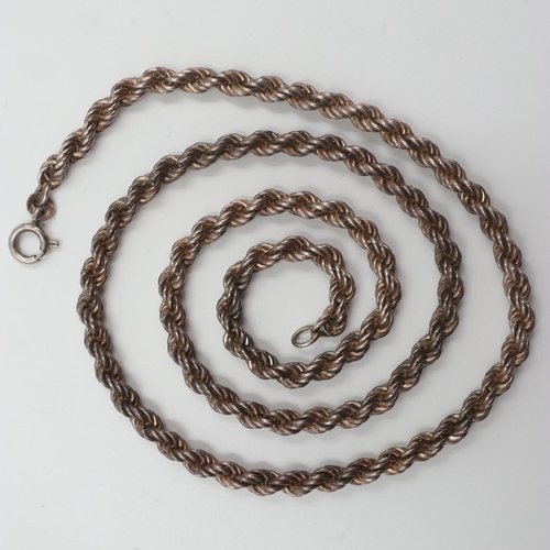 22 - Heavy gauge Italian 925 silver twist-link neck chain, L: 50cm, 28g. UK P&P Group 0 (£6+VAT for the f... 