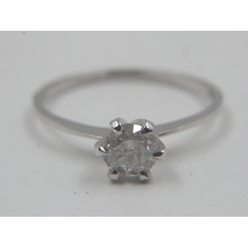 41 - 14ct white gold and natural 0.52ct round brilliant cut diamond ring, size N, 1.9g. UK P&P Group 0 (£... 