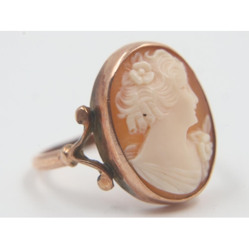 6 - 9ct rose gold cameo set sing, size M, 2.3g. UK P&P Group 0 (£6+VAT for the first lot and £1+VAT for ... 