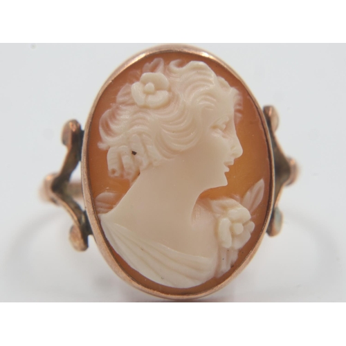 6 - 9ct rose gold cameo set sing, size M, 2.3g. UK P&P Group 0 (£6+VAT for the first lot and £1+VAT for ... 