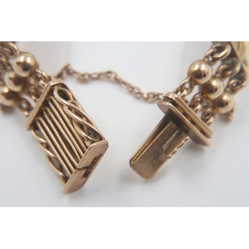 56 - Victorian 15ct gold gate bracelet, with two 9ct charms and safety chain, 22.8g. UK P&P Group 0 (£6+V... 