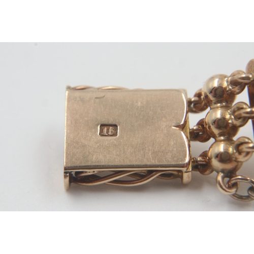 56 - Victorian 15ct gold gate bracelet, with two 9ct charms and safety chain, 22.8g. UK P&P Group 0 (£6+V... 