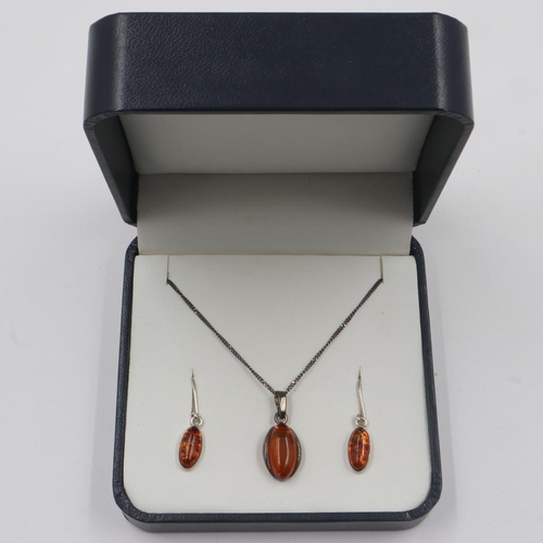 81 - Boxed silver and amber necklace set. UK P&P Group 1 (£16+VAT for the first lot and £2+VAT for subseq... 