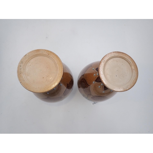 182 - Pair of Doulton salt glazed vases, by L Fowler. H: 24cm. UK P&P Group 2 (£20+VAT for the first lot a... 