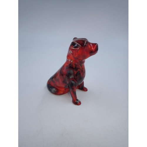 183 - Anita Harris seated Staffordshire bull terrier, signed in gold, no cracks or chips. H: 11cm. UK P&P ... 