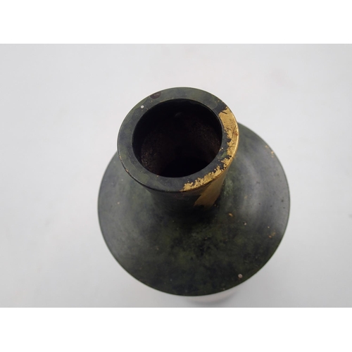 249 - Japanese bronze vase with gold leaf, seal mark to base, H: 25 cm. UK P&P Group 2 (£20+VAT for the fi... 