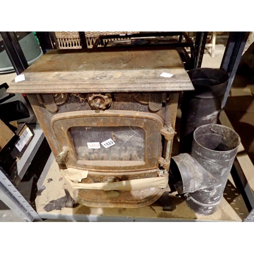 1822 - Cast iron Clarke log burner. Not available for in-house P&P