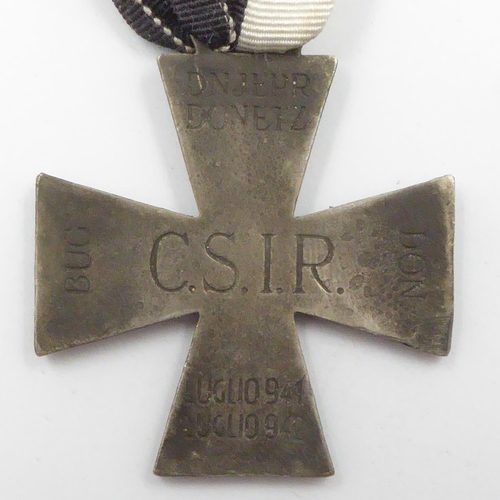 2286 - Italian-Russian Expedition Cross Constructed of silvered zinc, the reverse bearing central engraved ... 