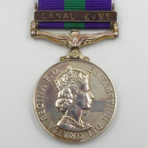 2291 - British GSM General Service Medal with Canal Zone Bar. Awarded to: ACI A. Worsfold 2516441 R.A.F. UK... 