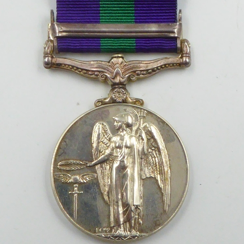 2291 - British GSM General Service Medal with Canal Zone Bar. Awarded to: ACI A. Worsfold 2516441 R.A.F. UK... 