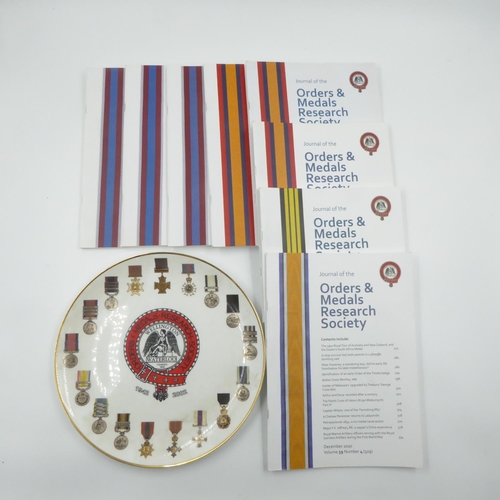 2294 - Eight journals of the Orders & Medals Research Society, and 2002 commemorative plate. UK P&P Group 1... 