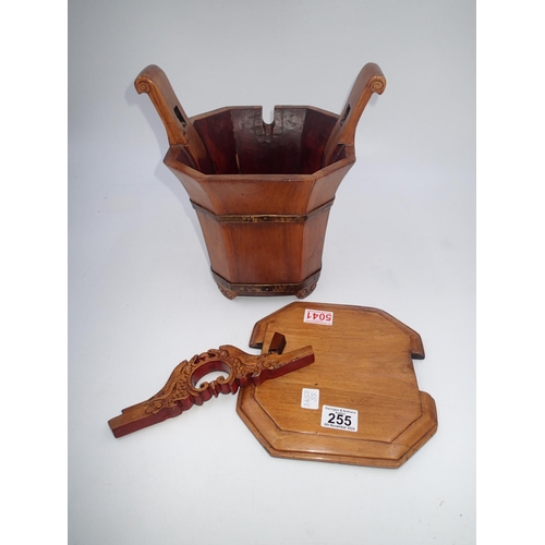 255 - Chinese carved hardwood teapot carrier, H: 31cm. UK P&P Group 2 (£20+VAT for the first lot and £4+VA... 